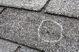 Hail damage on roof after hailstorm