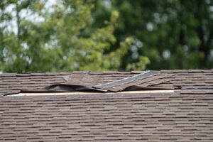 Damaged roof shingles